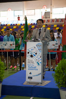 Kenny Chow. Inauguración del 14º Campeonato del Mundo Universitario de Fútbol Sala 2014 (FUTSAL). Antequera. Julio de 2014