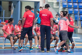 Partido Uruguay - India. Categoría femenina. Campeonato del Mundo Universitario de Balonmano. Antequera. Julio de 2016