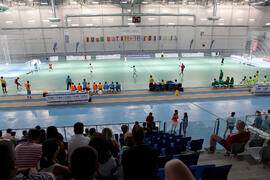Partido España contra Portugal. 14º Campeonato del Mundo Universitario de Fútbol Sala 2014 (FUTSAL). Antequera. Julio de 2014
