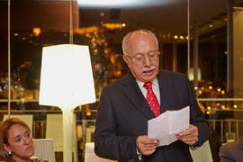 Intervención de Miguel Gallego Pascual. Cena homenaje al profesorado y PAS jubilado de la Facultad de Económicas. Hotel AC Málaga Palacio. Septiembre de 2014