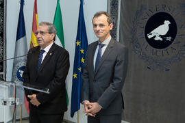 Rueda de prensa de José Ángel Narváez y Pedro Duque. Edificio del Rectorado. Junio de 2018
