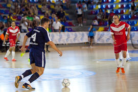 Partido clasificatorio entre Club Deportivo UMA Antequera y Universidad de Géneve de Suiza. IX Campeonato de Europa Universitario de Fútbol Sala. Antequera. Julio de 2013