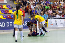 Partido Brasil contra España. 14º Campeonato del Mundo Universitario de Fútbol Sala 2014 (FUTSAL). Antequera. Julio de 2014