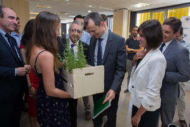 Visita de Pedro Duque, ministro de Ciencia, Innovación y Universidades, al edificio The Green Ray. Campus de Teatinos. Junio de 2018
