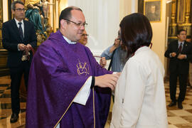 Entrega de medallas de la Cofradía de los Estudiantes. Misa de Lunes Santo. Iglesia de San Agustín. Abril de 2019
