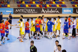 Partido España - Japón. Categoría masculina. Campeonato del Mundo Universitario de Balonmano. Antequera. Junio de 2016
