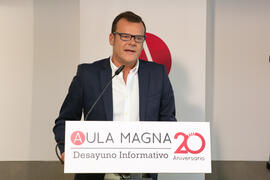 Miguel Gaona. Desayuno Informativo de Aula Magna con motivo de su XX Aniversario. Consejo de Estudios Sociales y Comercio de la Universidad de Málaga. Mayo de 2018