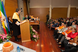 Enrique Navarro Jurado en la investidura como Doctor "Honoris Causa" de Manuel Molina Lozano por la Facultad de Turismo de la Universidad de Málaga. Rectorado. Abril 2016