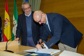 Toma de Posesión de Juan Gonzalo Wangüemert Pérez como nuevo catedrático del Departamento de Ingeniería de Comunicaciones de la Universidad de Málaga. Edificio del Rectorado. Febrero de 2018
