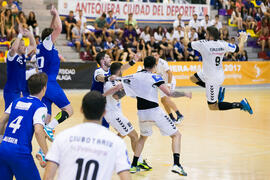 Partido Universidad de Suceava - Universidad de Duisburg-Essen. Categoría masculina. Campeonato Europeo Universitario de Balonmano. Antequera. Julio de 2017