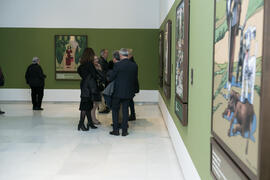 Ambiente en la inauguración de la exposición "Aguatintas por Seguiriyas", de Eugenio Chicano. Palacio Episcopal de Málaga. Enero de 2019
