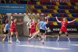 Partido Rusia - Uruguay. Categoría femenina. Campeonato del Mundo Universitario de Balonmano. Antequera. Junio de 2016