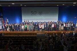 Foto de grupo. Toma de posesión de nuevos catedráticos y profesores titulares de la Universidad de Málaga. Paraninfo. Diciembre de 2022