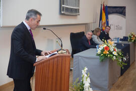 Homenaje a los jubilados y al personal que cumple 25 años de servicio en la Universidad de Málaga. Paraninfo. Octubre de 2012