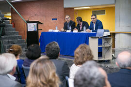 Gregorio García Reche, Juan Teodomiro López y Antonio Aguilar. Homenaje a Pablo García Baena y Antonio Garrido. Biblioteca General. Octubre de 2018