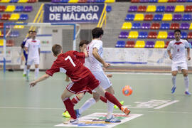 Partido Irán contra Bielorrusia. 14º Campeonato del Mundo Universitario de Fútbol Sala 2014 (FUTSAL). Antequera. Julio de 2014