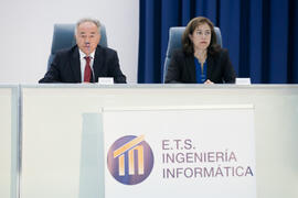 Antonio Vaquero y Raquel Barco. Homenaje en recuerdo del profesor José María Troya. Salón de Actos de la Escuela Técnica Superior de Ingeniería Informática. Octubre de 2016