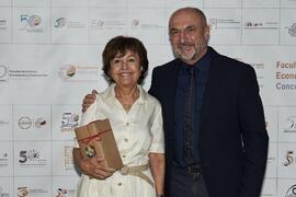 Lucía Navarro y Eugenio Luque. Homenaje al personal jubilado de la Facultad de Ciencias Económicas y Empresariales. Campus de El Ejido. Septiembre de 2022