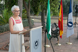 Intervención de María del Carmen Álvarez en el homenaje al personal jubilado de la Universidad de Málaga. Jardín Botánico. Junio 2017