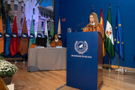 Intervención de Nuria Nebot en la investidura de Kazuyo Sejima como Doctora "Honoris Causa" por la Escuela de Arquitectura de la Universidad de Málaga. Paraninfo. Octubre de 2019