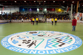 Salto a pista de los equipos. Partido España contra República Checa. 14º Campeonato del Mundo Universitario de Fútbol Sala 2014 (FUTSAL). Antequera. Julio de 2014
