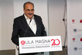 Prudencio Escamilla. Desayuno Informativo de Aula Magna con motivo de su XX Aniversario. Consejo de Estudios Sociales y Comercio de la Universidad de Málaga. Mayo de 2018