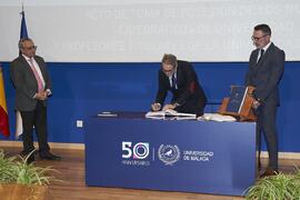 Toma de posesión de Julio Santoyo Santoyo como profesor titular del Área de Cirugía (vinculada SAS) de la Universidad de Málaga. Toma de posesión de nuevos catedráticos y profesores titulares de la Universidad de Málaga. Paraninfo. Noviembre de 2023
