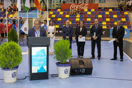 Intervención de Juan Antonio García Galindo. Ceremonia de apertura del Campeonato del Mundo Universitario de Balonmano. Antequera. Junio de 2016