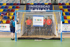 Salto a pista de los equipos. Partido Brasil contra China Taipéi. 14º Campeonato del Mundo Universitario de Fútbol Sala 2014 (FUTSAL). Antequera. Julio de 2014