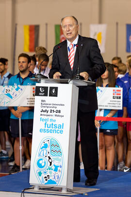 Wolf Frühauf. Ceremonia de apertura del IX Campeonato de Europa Universitario de Fútbol Sala. Antequera. Julio de 2013