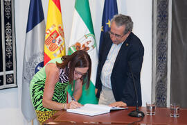 Toma de posesión de Cataliina Bosch Ojeda como nueva catedrática de Química Analítica de la Universidad de Málaga. Edificio del Rectorado.  Julio de 2016