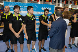 Entrega de medallas. España tercera clasificada en la categoría masculina. Ceremonia de clausura del Campeonato del Mundo Universitario de Balonmano. Antequera. Julio de 2016
