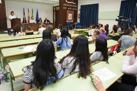 Intervención de una alumna del CIE-UMA en su graduación el Día del Español. Centro Internacional de Español de la Universidad de Málaga. Junio de 2016