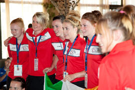 Equipo IT Sligo de Irlanda. Momentos previos a la ceremonia de apertura del IX Campeonato de Europa Universitario de Fútbol Sala. Antequera. Julio de 2013