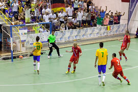 Partido Rusia contra Brasil. 14º Campeonato del Mundo Universitario de Fútbol Sala 2014 (FUTSAL). Antequera. Julio de 2014