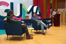 Ignacio Rivas y César Bona en el coloquio "Dialogando". Facultad de Derecho. Enero de 2017