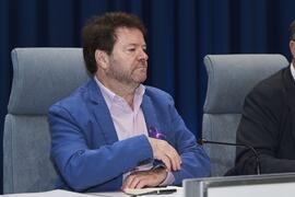 Juan José Hinojosa. Debate electoral entre los candidatos a Rector de la Universidad de Málaga. Escuela Técnica Superior de Ingeniería Informática y Telecomunicaciones. Noviembre de 2023