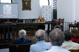 Eugenio Chicano en el Aula de Cultura de Diario Sur. Sociedad Económica Amigos del País. Junio de 2019