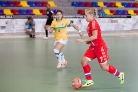 Partido Brasil contra Rusia. 14º Campeonato del Mundo Universitario de Fútbol Sala 2014 (FUTSAL). Antequera. Julio de 2014