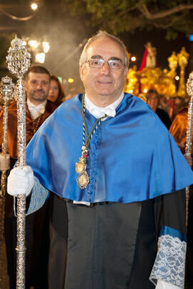 Enrique Caro Guerra en el desfile procesional de la Hermandad de los Estudiantes. Málaga. Abril de 2014