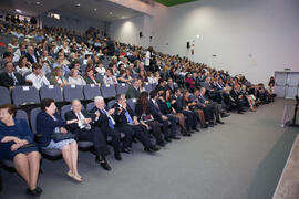 Asistentes al acto homenaje en recuerdo del profesor José María Troya. Salón de Actos de la Escuela Técnica Superior de Ingeniería Informática. Octubre de 2016