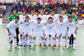 Jugadores de Bielorrusia. Partido España contra Bielorrusia. 14º Campeonato del Mundo Universitario de Fútbol Sala 2014 (FUTSAL). Antequera. Julio de 2014