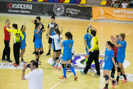 Partido Universidad Ovidius de Constanta - Universidad de Málaga. Categoría femenina. Campeonato Europeo Universitario de Balonmano. Antequera. Julio de 2017