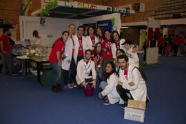 Estand de la Facultad de Ciencias. Jornadas de Puertas Abiertas de la Universidad de Málaga. Complejo Polideportivo Universitario. Abril de 2015