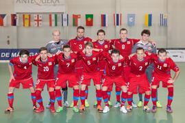 Jugadores de República Checa. Partido República Checa contra Israel. 14º Campeonato del Mundo Universitario de Fútbol Sala 2014 (FUTSAL). Antequera. Julio de 2014