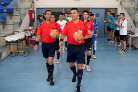 Salto a pista de los equipos. Partido Bielorrusia contra Azerbaiyán. 14º Campeonato del Mundo Universitario de Fútbol Sala 2014 (FUTSAL). Antequera. Julio de 2014