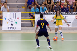 Partido Brasil contra España. 14º Campeonato del Mundo Universitario de Fútbol Sala 2014 (FUTSAL). Antequera. Julio de 2014