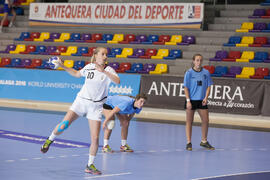Partido Uruguay - República Checa. Categoría femenina. Campeonato del Mundo Universitario de Balonmano. Antequera. Junio de 2016