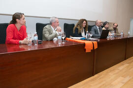 Mesa presidencial en la graduación de Alumnos de Másters de la Facultad de Ciencias Económicas y Empresariales de la Universidad de Málaga. Paraninfo. Mayo de 2017