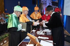 Investidura de Hermanfrid Schubart, Alejandro Portes y Luis Enrique de la Villa como Doctores "Honoris Causa" por la Universidad de Málaga. Paraninfo. Octubre de 2024